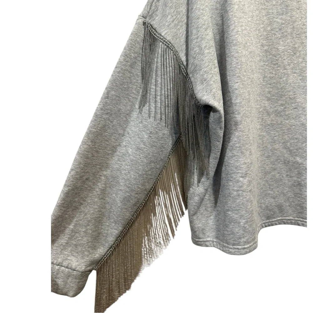 H&M Gray Ball Chain Fringe Sweatshirt NWOT Size M - Picture 5 of 9